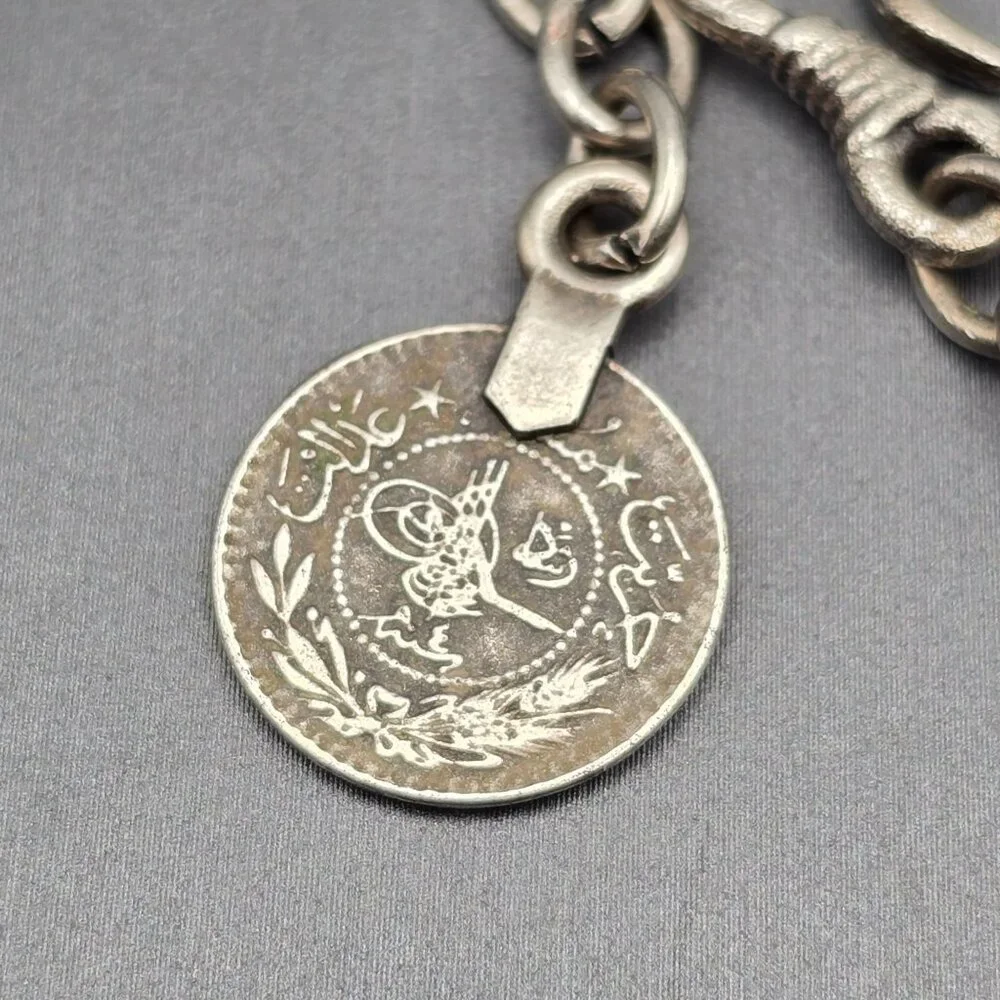 VTG Swirl Disc Medallion Statement Necklace 16" Antique Silver-Plate Adjustable - Picture 8 of 13